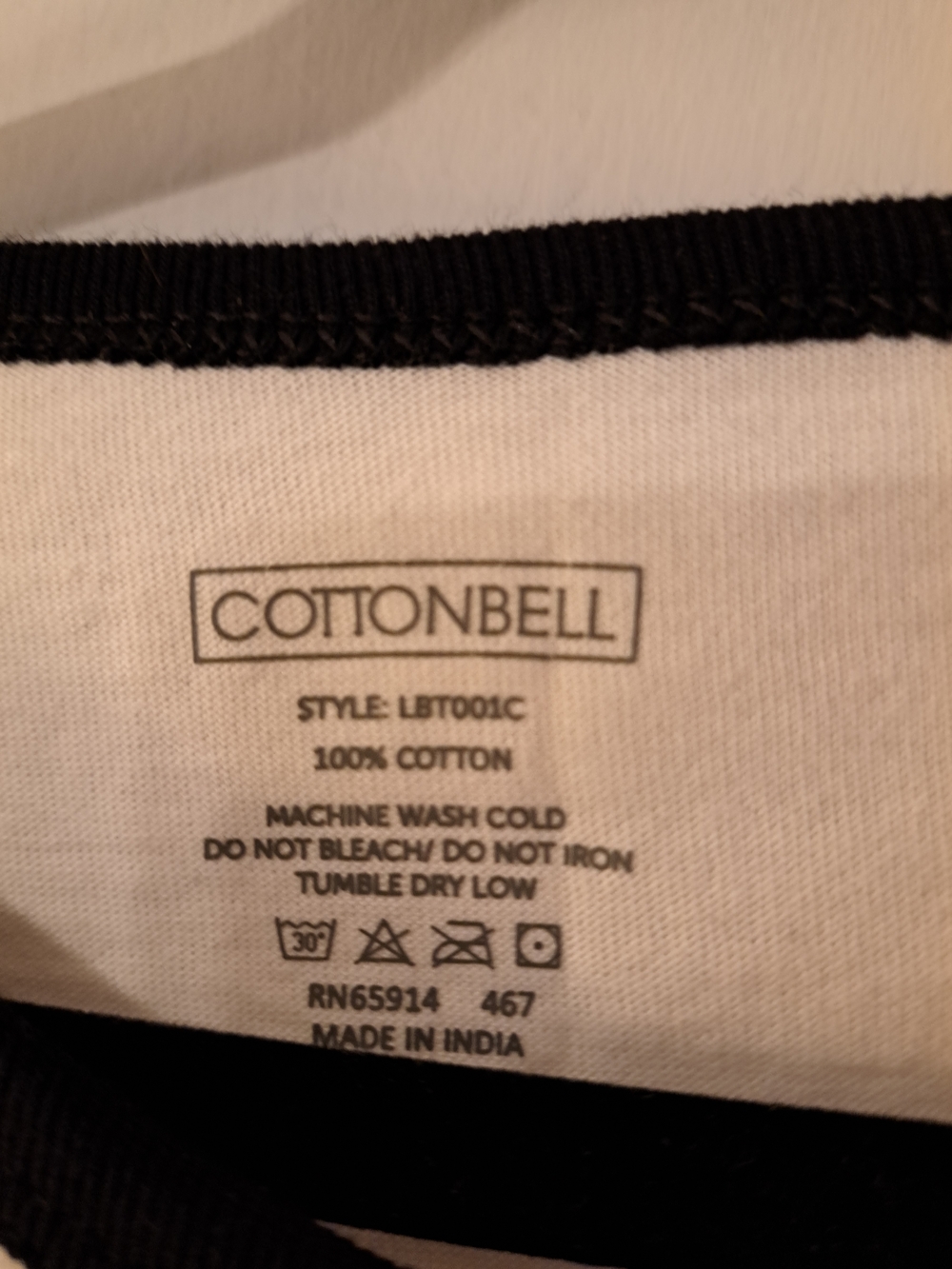 COTTONBALL Classic three quarter Black & White Raglan Baseball Tee - Women - Picture 4 of 6